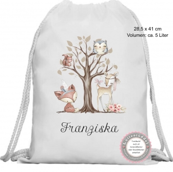 Waldfreunde Kissen mit Namen Wunschname KITA Einschulung Geburtstag Geburt Taufe Geburtskissen von Lüttentüddel®